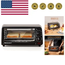 Personal Compact 2 Slice Countertop Toaster Oven with 15 Minute Timer & Adjus...