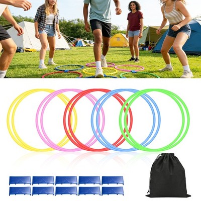10x Agility Rings Speed Footwork Training Set Soccer Fitness Outdoor Game w/ Bag