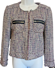 J Crew Purple And Navy Tweed Jacket Size 2