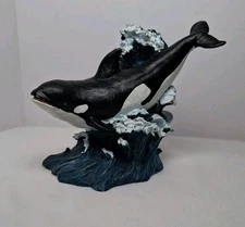 Vintage Russ Oceana Collectible Figurine Killer Whale Riding Wave/REG NO. KA1641