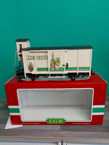 LGB 40260 Bierwagen "Becks" mit Bremserhaus, Metallrädern und Beleuchtung | Zustand: Neu