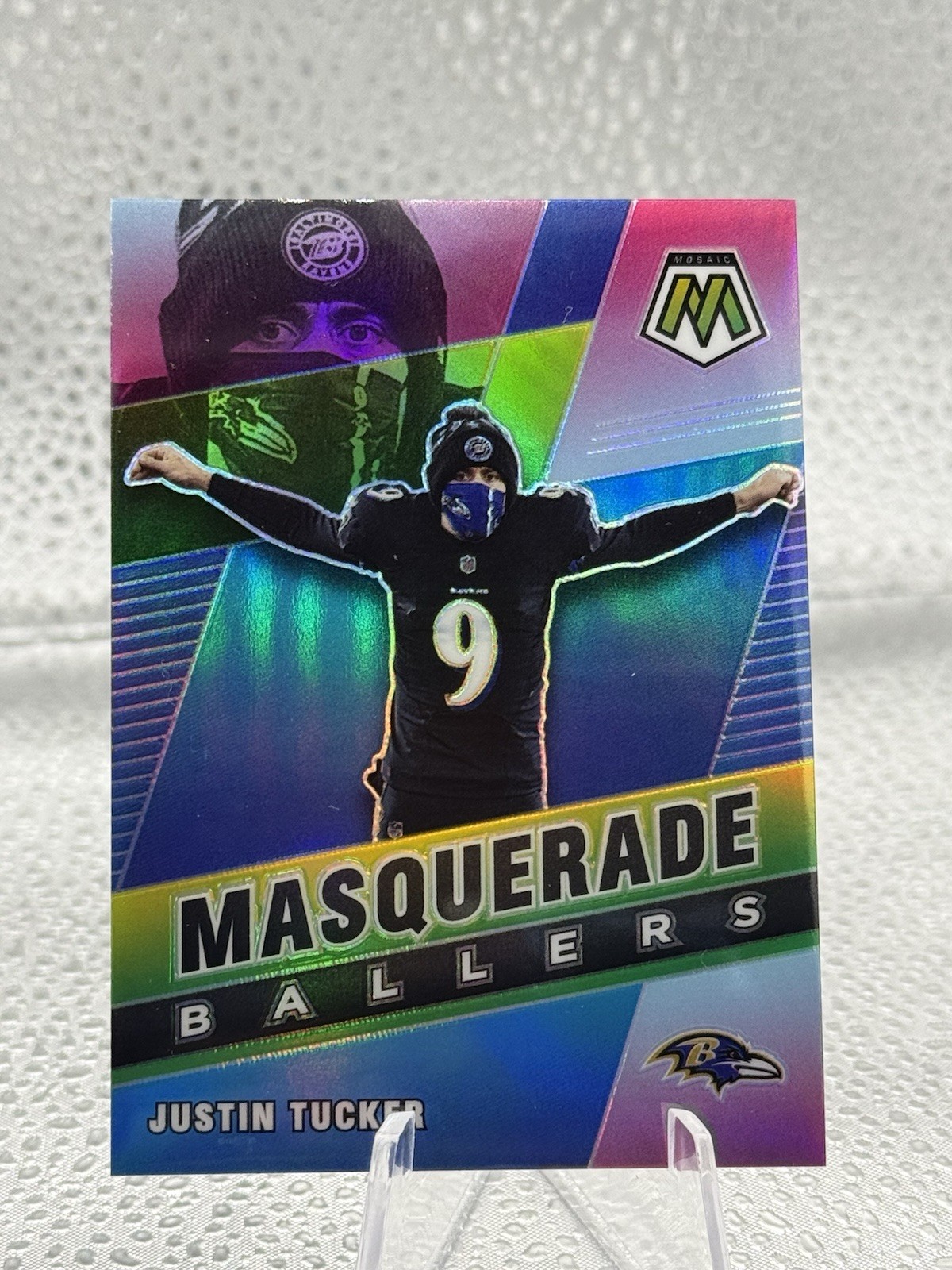 Justin Tucker 2021 Panini Mosaic Football Masquerade Ballers