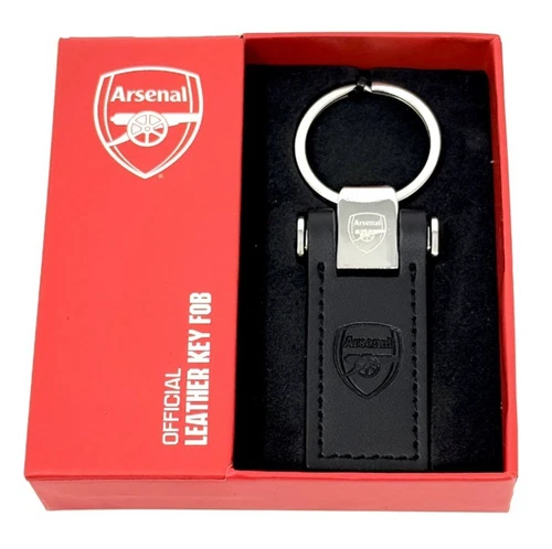 ARSENAL FC REAL LEATHER KEYCHAIN FOB EMBOSSED CREST KEY RING KEYCHAIN GIFT