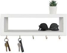 Wall Shelf with Hooks - Decorative Key and Wallet Holder for Wall Holds Sunglass