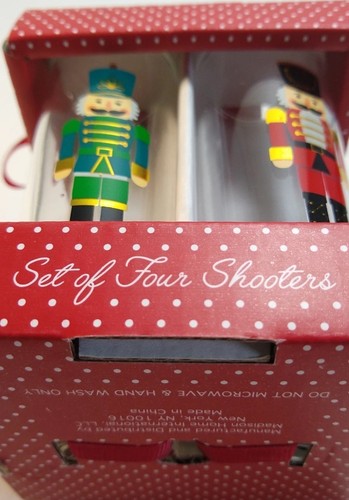 KIRKLANDS HOME Nutcracker Shot Glasses 3" Shooters Christmas Barware NIP 4 Glass - Picture 4 of 10