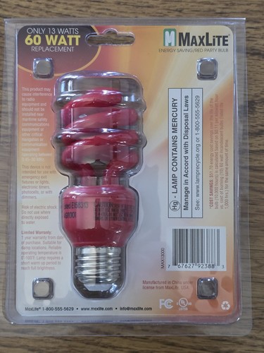Green & Red CFL party bulbs MultiLite Lighting 13w=60w 120v Colored bulbs - Picture 4 of 5