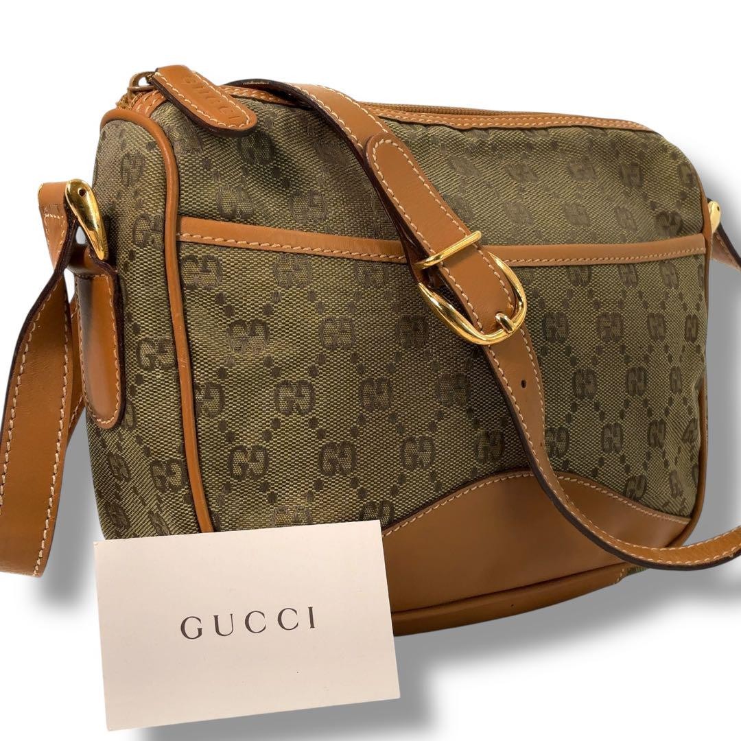 Vintage Gucci GG Leather Crossbody Shoulder Bag Luxury Designer Purse Authentic