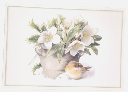 VNTG Nature's Sketchbook Hallmark Marjolein Bastin 4 Holiday Cards Bird & Flower - Picture 2 of 5