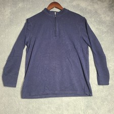 Mizzen Main Quarter Zip Sweater Mens L Navy Blue Long Sleeve Lightweight