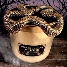 Bath  Body Works Wicked Vanilla Woods 3-Wick Candle Snake Lid NEW Free Ship