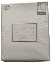 single valance sheet white percale cotton 90 x 190cms box pleat 38cms length