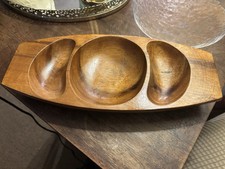 Vintage Handcrafted Teak Wood Pod Candy, Nut, Serving Dishware MCM Retro