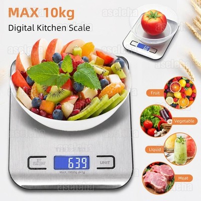 Küchenwaage 10KG/1g Digital Edelstahl LCD Electronic Grammwaage Haushaltswaage