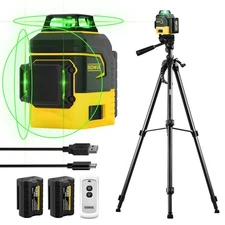 IKOVWUK Laser Level with Tripod, Laser Level 3x360° Self Leveling 12 Green Li...