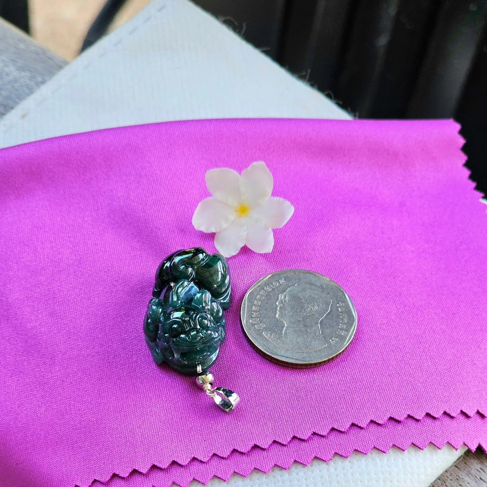 Colgante Pixiu Textura Transparente Azul Océano Jade Alta Calidad Natural Tipo A Foto 4 de 4