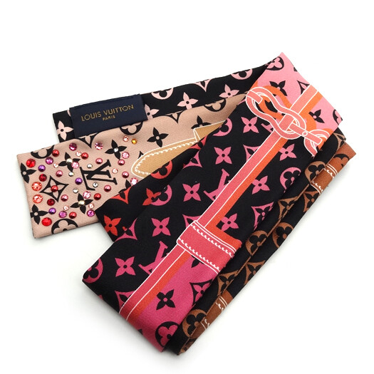 LOUIS VUITTON Scarf Silk Bandeau LV Confidential Multi Color 