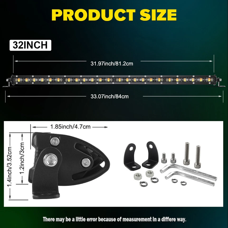 Parachoques de rejilla oculta delgado 32"/30" barra de luz LED estroboscópica + cableado para Toyota Tacoma Foto 4 de 4