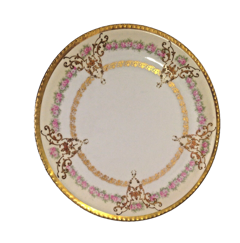 Coiffe Limoges Plate ~ Floral Gold Hand Painted ~ Pre-1890