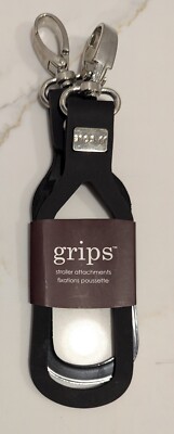 NEW 2 Pieces:  JJ Cole Baby Stroller Grips Attachments, Graphite w/ Silver Clasp