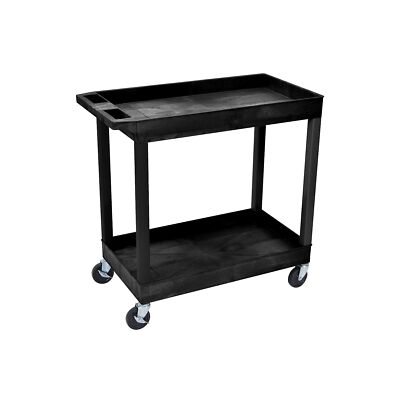 Luxor 2-Shelf Laminate Utility Cart Black EC11-B