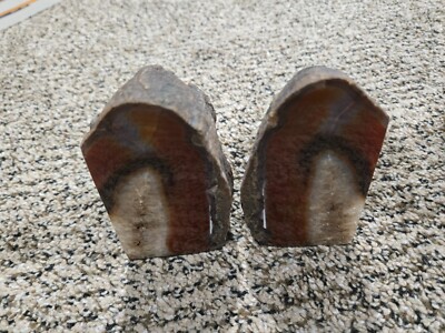Stone Rock Crystal Geode Polished Bookends