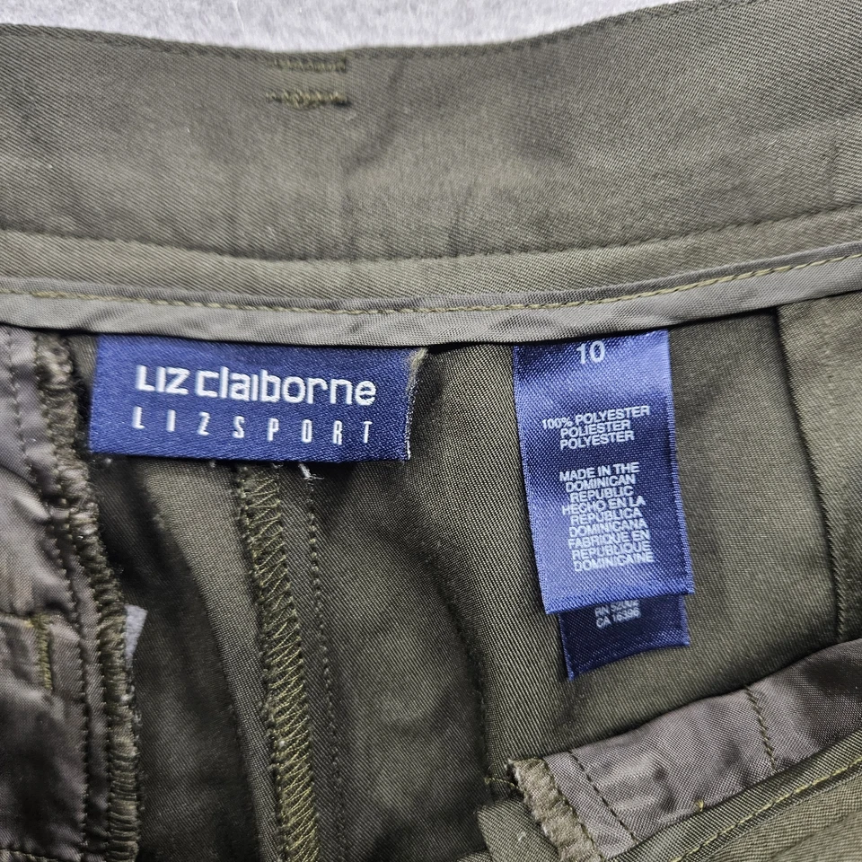 Pantalones cortos plisados verde militar Liz Claiborne para mujer 10 Foto 4 de 4