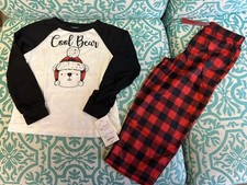 NEW Boys Cuddl Duds Pajamas Size 4T Jammies Christmas Winter Bear Buffalo Plaid