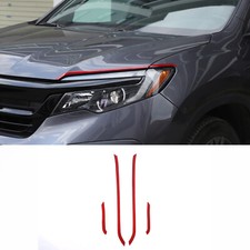 Red Soft Carbon Fiber Headlight Eyelid Trim Cover For Honda Pilot 2016-2022