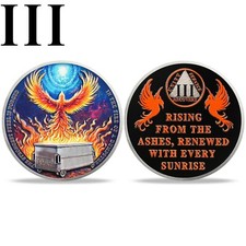 Phoenix 3 Year Recovery Sobriety Coin - Rising From Ashes - AA Chips Medallion