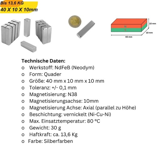 Extreme Strong Neodym Block Magnets - Size And Quantity Selection Real N - Picture 31 of 33