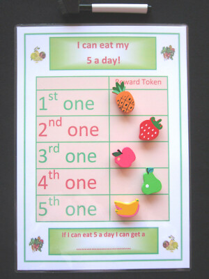I CAN EAT MY 5 A DAY CHART - ADHS Autismus SEN PECS Sehverhaltenshilfe gesund