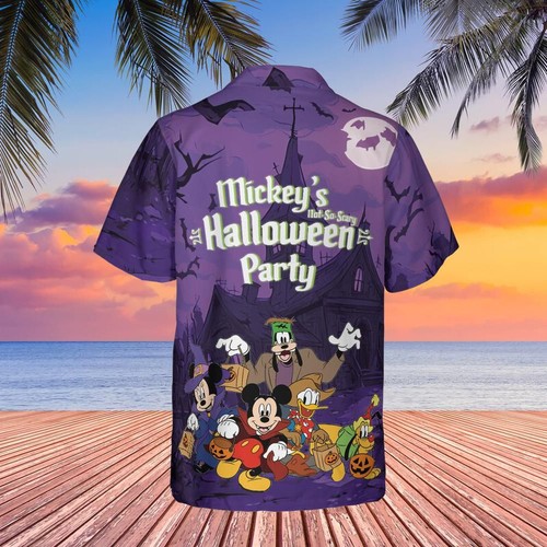 disney halloween party hawaiian, mickey mouse and friend, cute halloween shirt - Picture 3 of 4