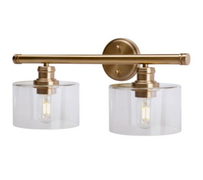Forte Lighting 5748-02-12 Zane 2 Light Bath Vanity,Soft Gold Finish Wall Light