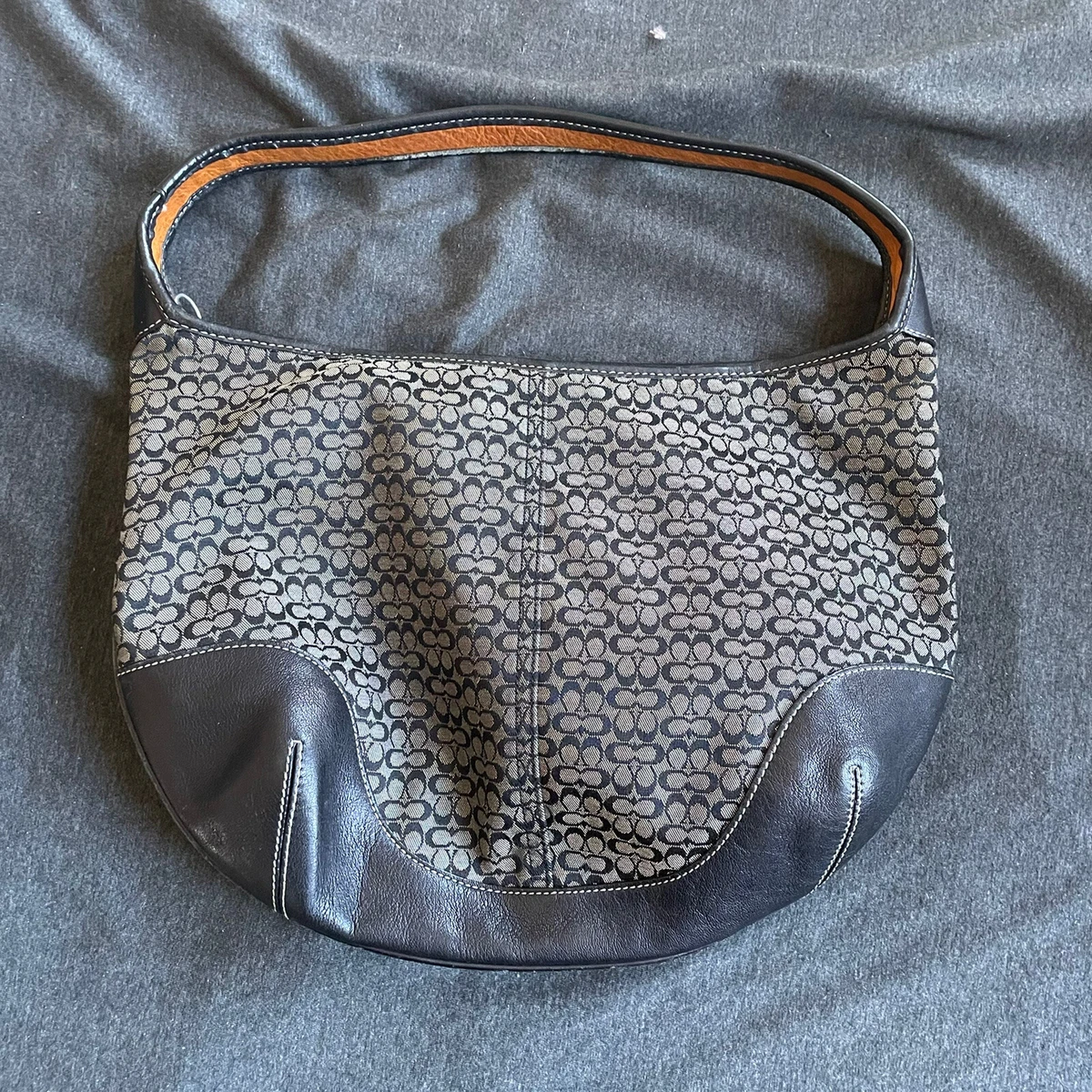 Gray and black coach purse sale