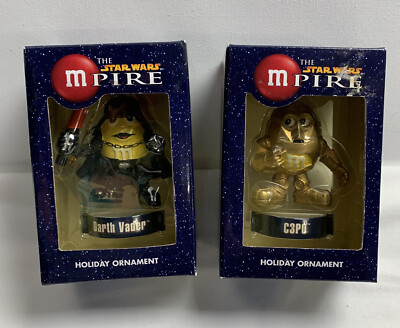 2 Star Wars M&M Chocolate Mpire Holiday Ornament Kurt S. Adler C-3PO Darth Vader