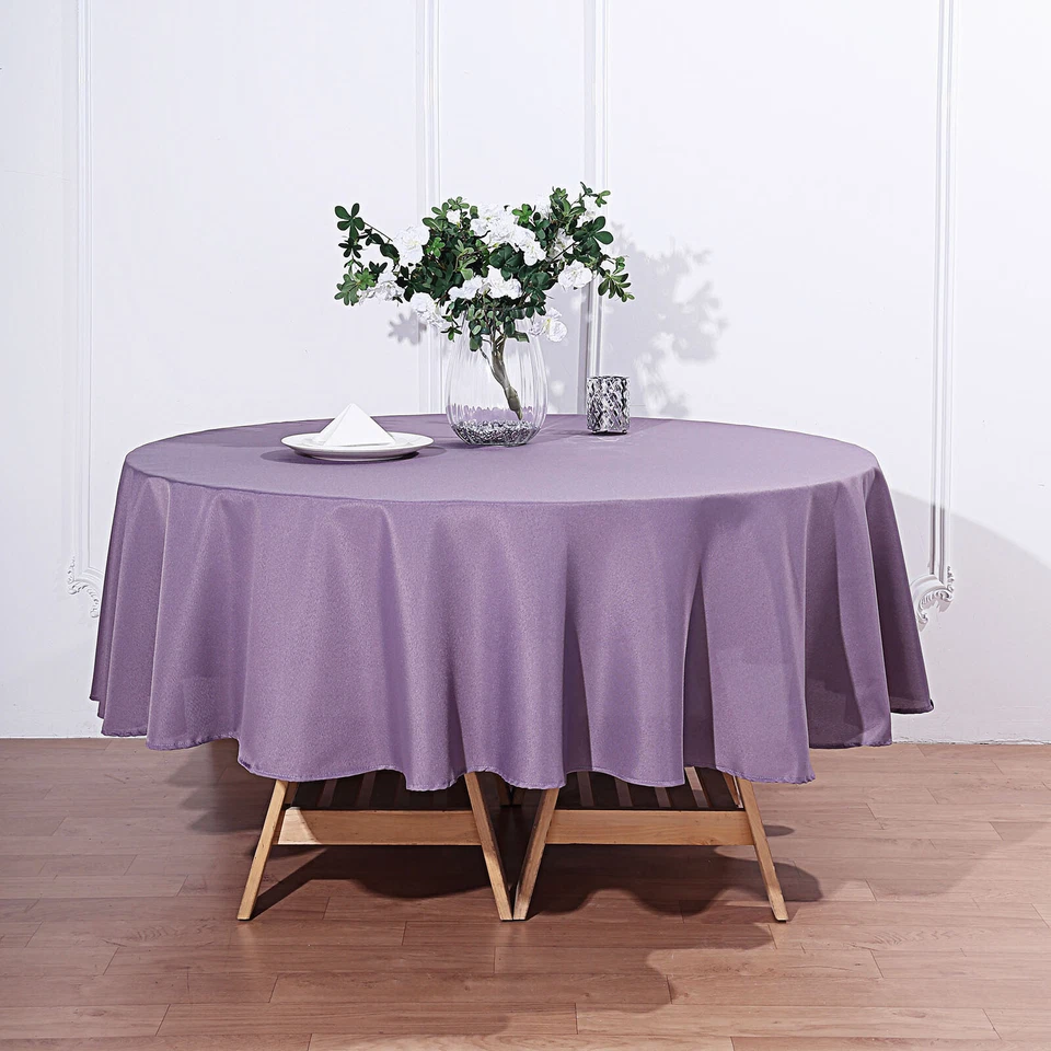 10 Amethyst 90" ROUND POLYESTER TABLECLOTHS Wholesale Wedding Party Supplies - Image 2 of 4