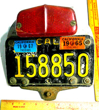 1960s California Motorcycle License Plate Bracket Tail Light Vintage Collectible