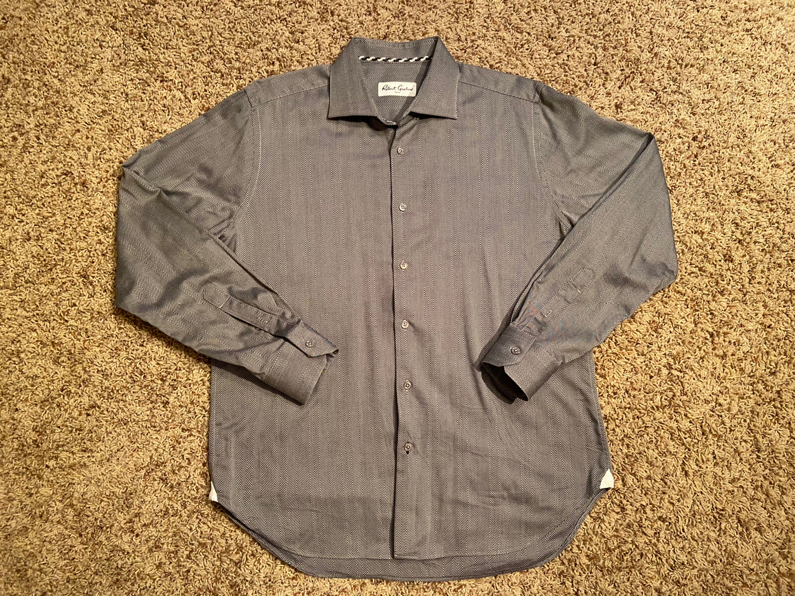 Robert Graham Herringbone Pattern Color Gray Shir… - image 2