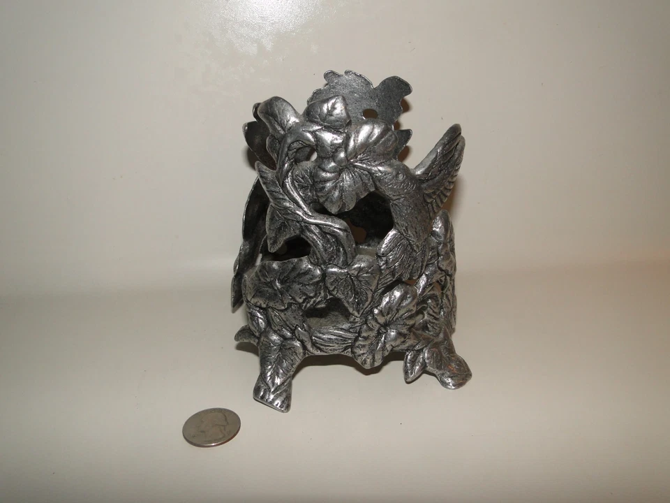 Candelabro vintage de peltre colibrí Carson Foto 4 de 4