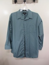 Mens Croft Barrow Dress Shirt Size 18 34 35 Blue Button Front Long Sleeve