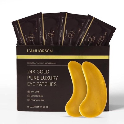 24K Gold Under Eye Patches For Puffy Eyes Dark Circles 50 Pack NEW L'ANUORSCN