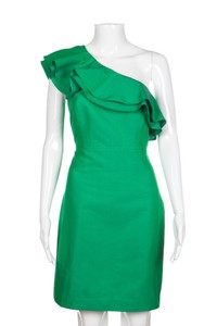 emerald green ruffle dress