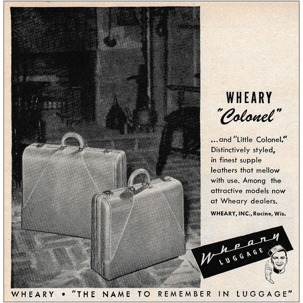 1947 Wheary Luggage Colonel Vintage Print Ad eBay