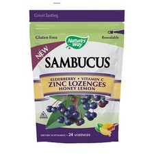 Nature's Way Sambucus Zinc Lozenges with Elderberry and Vitamin C, Honey Lemo...