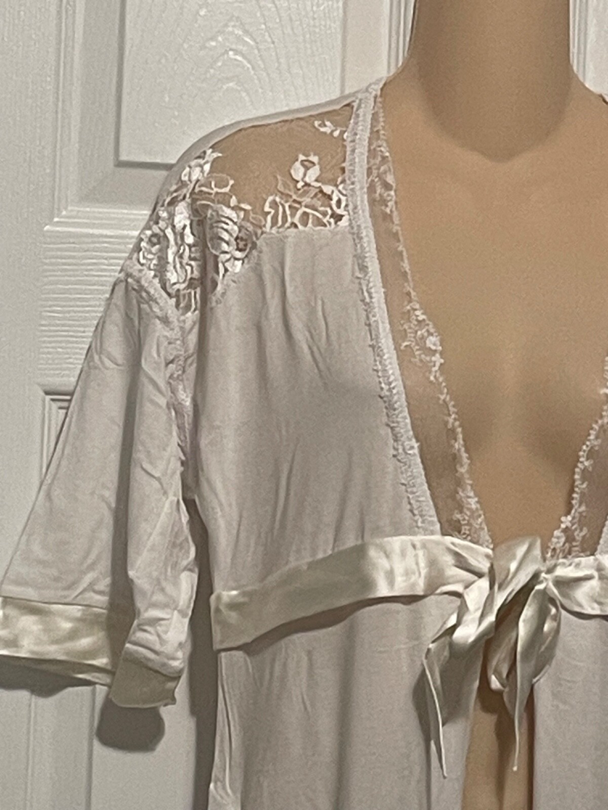 La Perla Villa Toscana Maharani Long Robe XS Off White Modal Silk Blend thumbnail 3