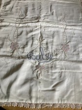 VTG 50s ARTCO Baby Blanket Bassinet Stroller Embroidery Crochet Edge 23"x34" NEW