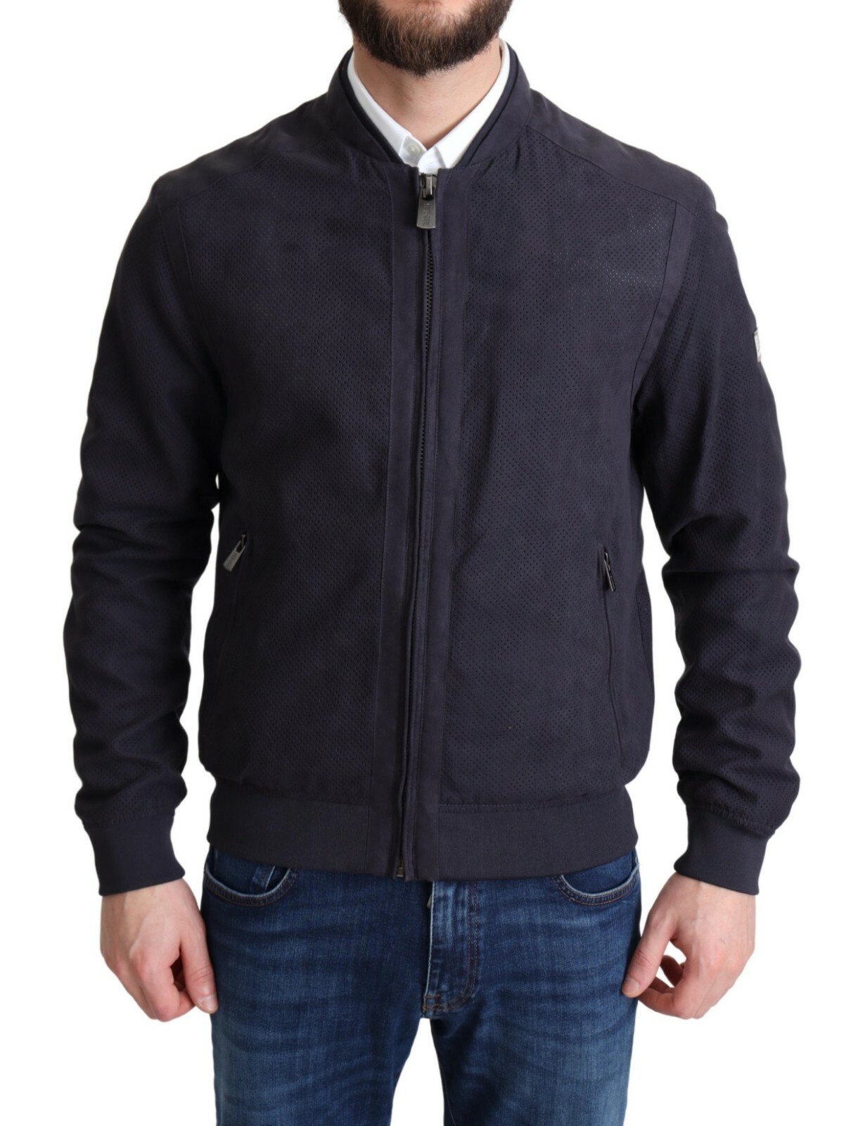 Куртка YES ZEE Синяя молния на всю длину с нашивкой-бомбером с логотипом и карманами IT46/ US36 /S Рекомендуемая розничная цена 300 долларов США