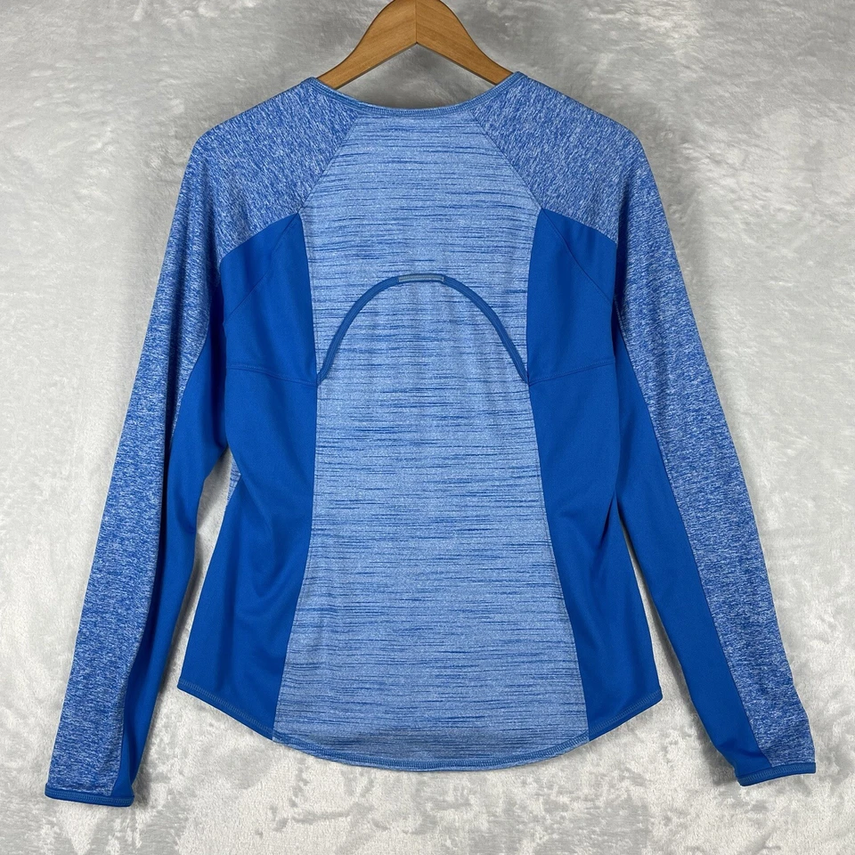 Athleta Long Sleeve Top Running Wild Mix Crew Blue Space Dye Thumb Holes Size L - Image 2 of 4