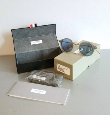 Thom Browne TB 807 D-t-nvy-gld Sunglasses Navy 18kt Gold / Brown