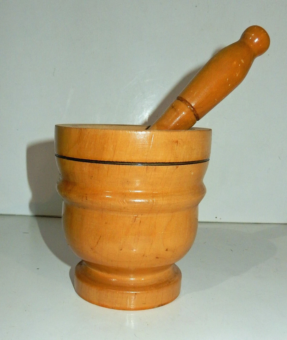 Vintage 7" Italian Mid Century Hardwood Mortal & Pestle